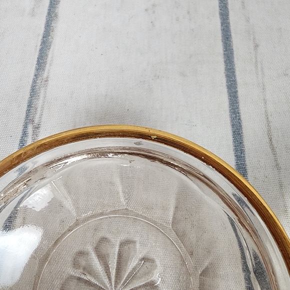 Art Deco Salt Barrel Salt Cellar Pressed Glass Star Motif Gold Rim Set of 6 - Picture 11 of 12